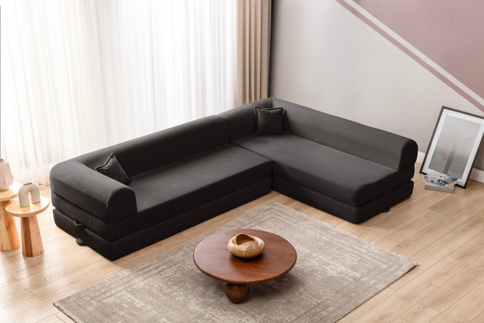 Atelier Del Sofa Legom Eco Corner - Sofá-Cama Esquinero Antracita